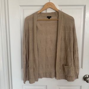 100% linen Talbots cardigan. Size Small petite. Beige with front pockets.